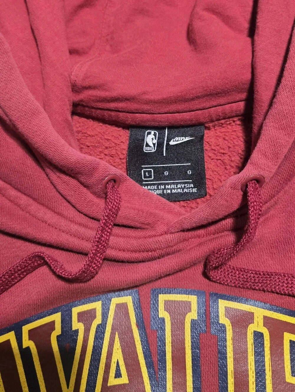 Nike Cleveland Cavaliers Maroon Hoodie Sweatshirt Swoosh Mens Size Large